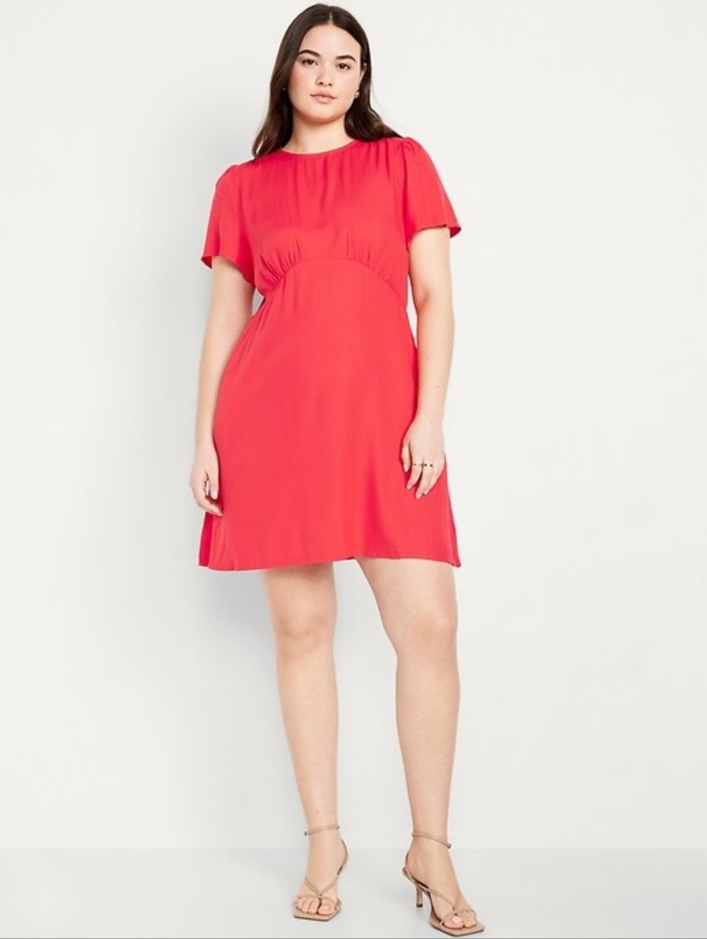 NWOT Crepe Mini Dress In Bright Coral